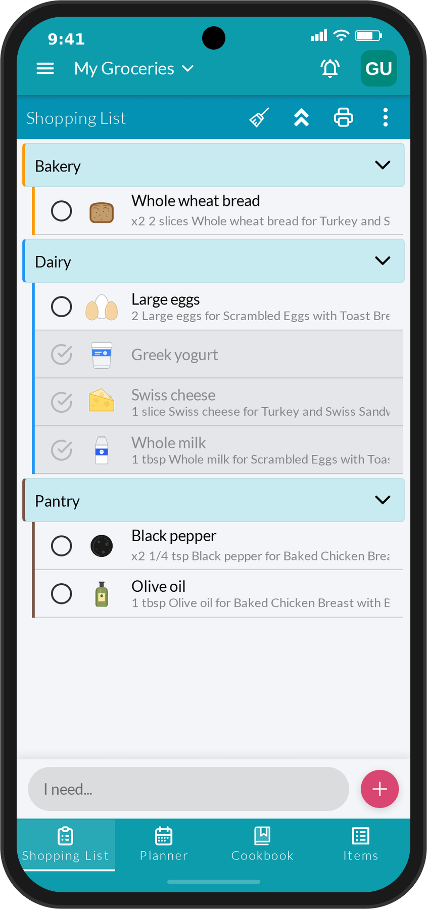 Grocery Board Shopping List App Screenshot