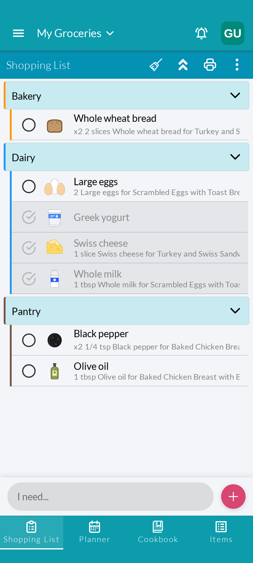 Add Items Suggestions