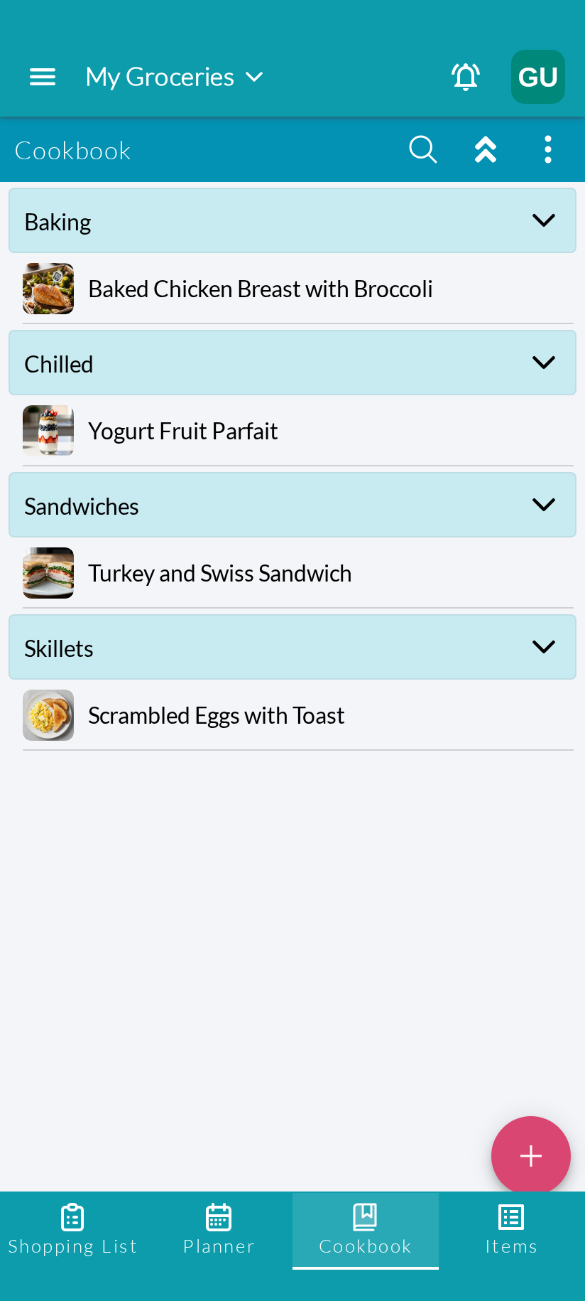 Cookbook View